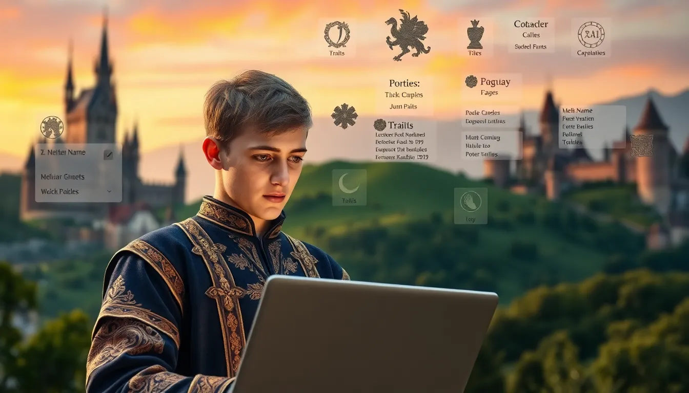 A player using CK2 Generator for character creation in a medieval setting.