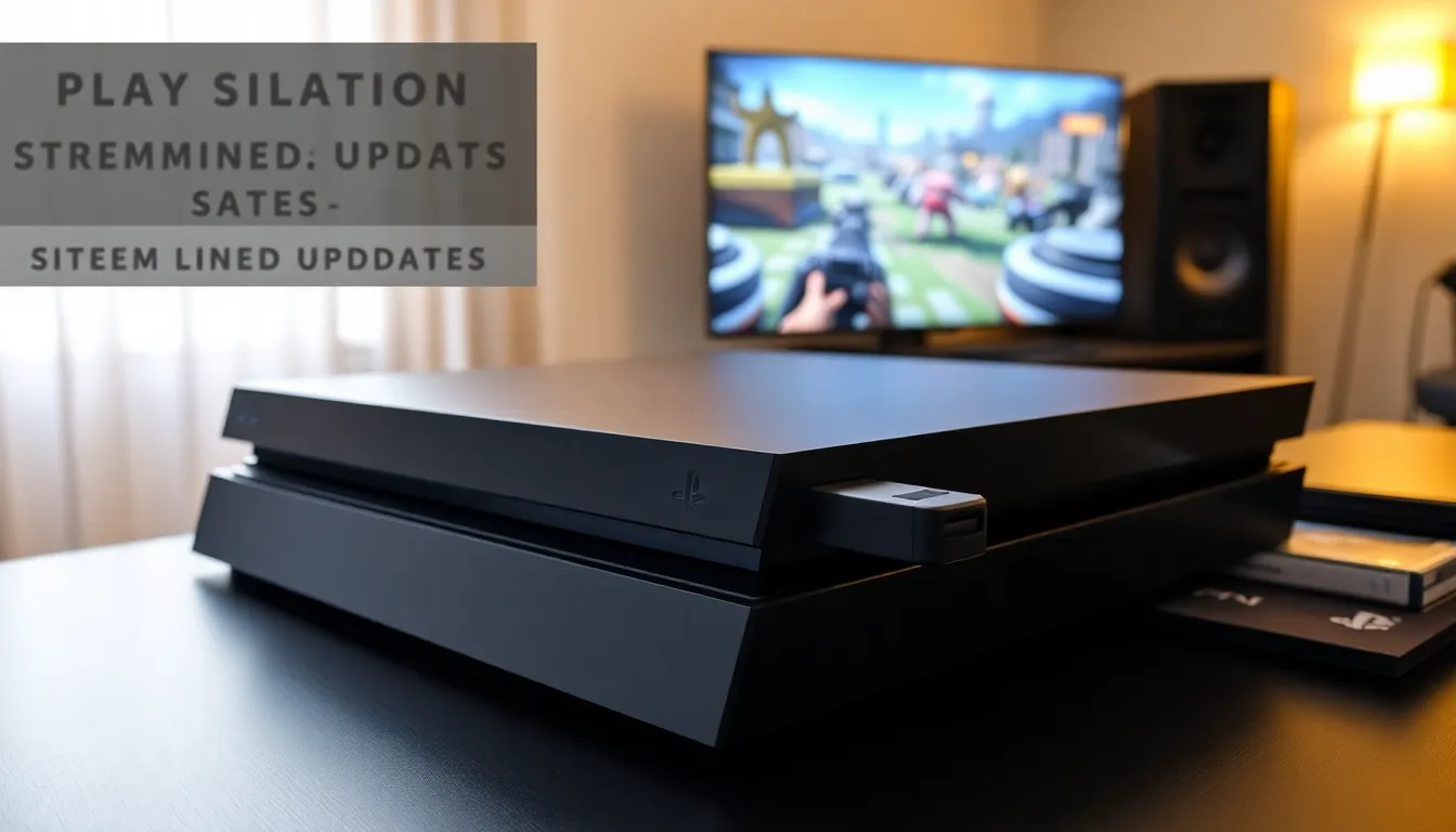 A PS4 console on a gaming desk with a USB drive inserted.